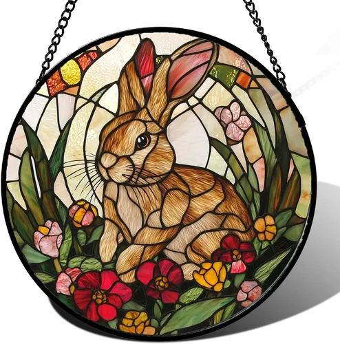 Miniatura 10 de Atrapasoles de Vidrio Manchado para Colgar en Ventana, Elefante Colorido para Capturar el Sol para Puerta, Decoración del Hogar, Atrapasoles de Plata
