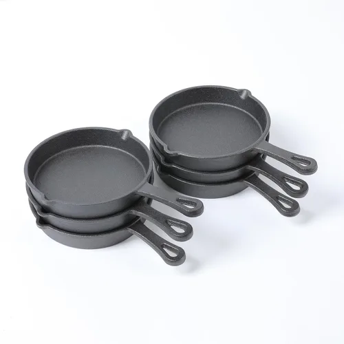 Miniatura 8 de HAWOK Sartén de hierro fundido, sartén redonda, mini servidor, DIA.5.3 pulgadas, negro