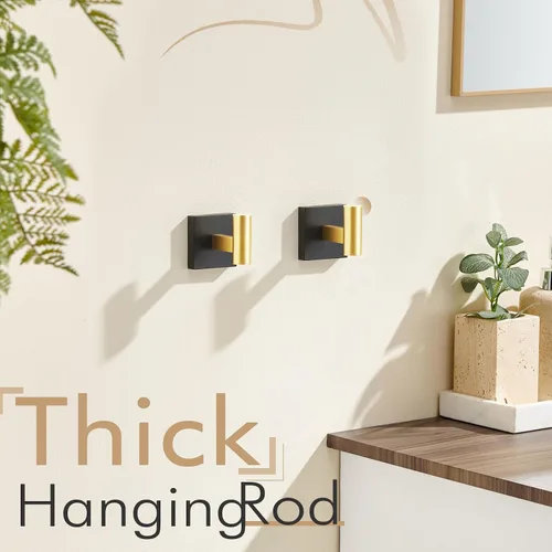 Miniatura 10 de KOKOSIRI Ganchos para batas de baño, ganchos para toallas, ganchos montados en la pared, accesorios de baño, paquete de 2 unidades, color negro