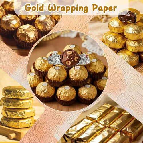 Miniatura 3 de Wowagoga Envoltorios de papel de aluminio para dulces, 6 x 6 pulgadas, papel de aluminio dorado, envoltorios de chocolate para dulces caseros