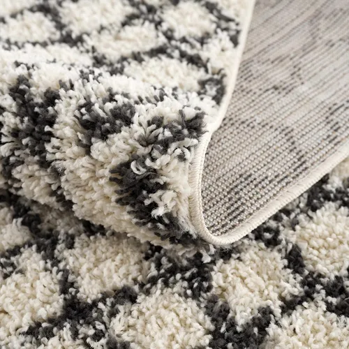 Miniatura 62 de Hauteloom, Duncans - Alfombra de estilo granja de pelo mullido para sala y dormitorio, con borlas - Beige, carbón, gris - 2 pies 7 pulgadas x 7 pies