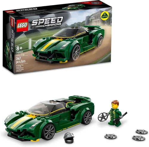LEGO Speed Champions Lotus Evija 76907 Modelo de juguete de coche de carreras para niños, juego coleccionable con minifigura de conductor de carreras