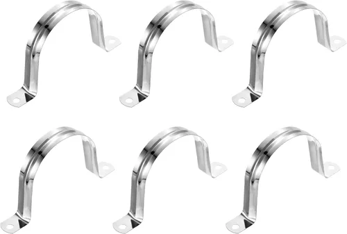 Miniatura 48 de uxcell 6 correas rígidas de tubo, 4.331 in (4.33 pulgadas) 201 de acero inoxidable 201 con 2 agujeros en forma de U, abrazaderas de tubo para fijar