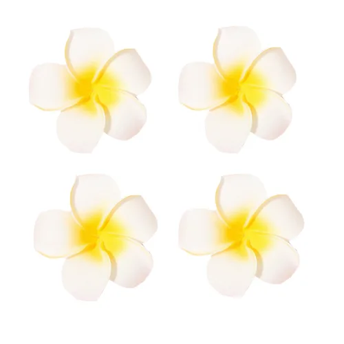 4 pinzas hawaianas para el cabello de Plumeria Galsang con flores para fiesta en la playa (4 unidades, blanco)