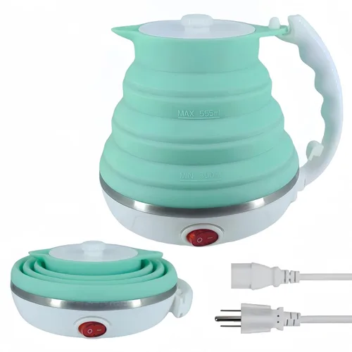 Miniatura 8 de Hervidor eléctrico de viaje, hervidor de té portátil pequeño, hervidor eléctrico plegable de silicona de grado alimenticio, apagado automático