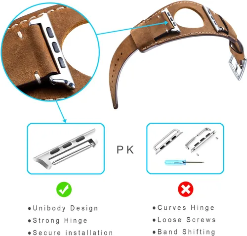 Miniatura 5 de Correa compatible con Apple Watch de 49/46/45/44mm/42mm (Series 3 2 1), pulsera de cuero genuino Crazy Horse Compatible con iWatch Ultra/Ultra2