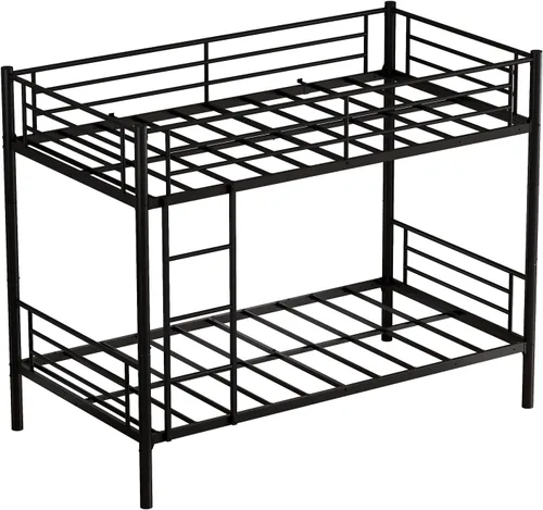 Miniatura 8 de Bellemave Litera de metal de tamaño individual sobre individual, literas resistentes con barandilla y escaleras para niños, adolescentes y adultos