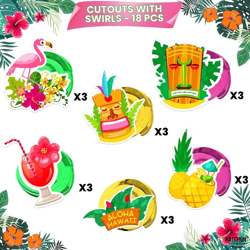 Miniatura 2 de KatchOn, Remolinos colgantes hawaianos de Tiki – Paquete de 30, sin bricolaje Decoraciones de fiesta Tiki Decoraciones de fiesta hawaiana