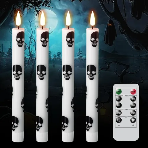 Miniatura 9 de GenSwin Velas de Ventana que Funcionan con Batería con Temporizador, Velas Cónicas sin Llama, Candelabros Cónicos LED para Ventana Negros