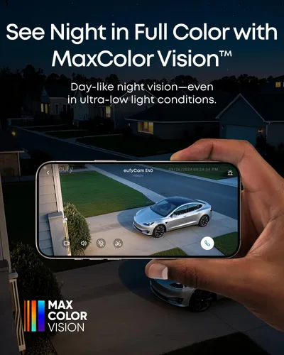Miniatura 2 de eufy Security eufyCam E40 - Kit de 4 cámaras, cámara de seguridad solar, visión nocturna MaxColor 2K con panel solar integrado, almacenamiento local
