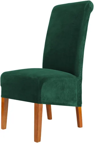 Miniatura 10 de Funda de terciopelo para silla de comedor, funda elástica para sillas grandes, fundas para sillas de respaldo alto (Bianco, paquete de 1)
