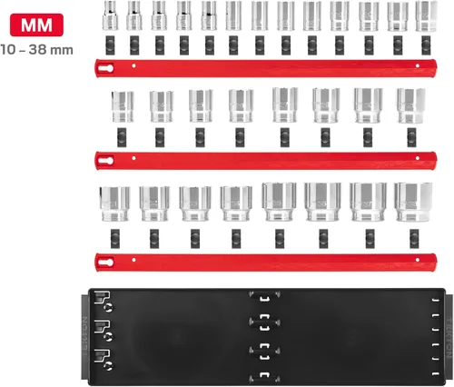 Miniatura 2 de TEKTON SHD92124 - Juego de llaves de vaso de 6 puntos poco profundas de 1/2 pulgada con rieles y bandeja, 29 piezas (0.394-1.496 in)