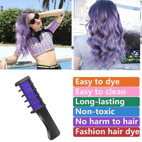 Miniatura 4 de Peine de tiza para el cabello, tinte de color brillante, temporal, lavable, para niñas de 4, 5, 6, 7, 8, 9, 10 años, para fiestas, cumpleaños, Año