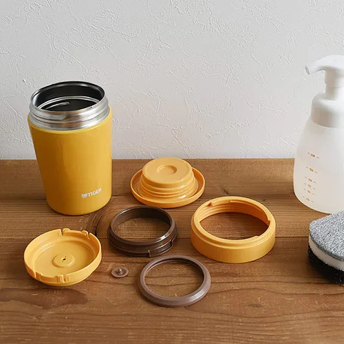 Miniatura 4 de Tiger Thermos - Tarro de sopa aislado al vacío, 12.8 fl oz (12.8 fl oz), térmico, caja Bento, boca ancha, fondo redondo, amarillo azafrán