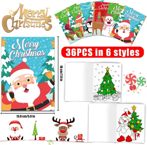 Miniatura 2 de CCINEE 36 piezas de libros de colorear de Navidad, mini folletos de 12.7 cm x 17.8 cm, manualidades, regalos de fiesta, presentes divertidos