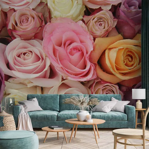 Miniatura 2 de artgeist Mural de pared con rosas de 138 x 106 pulgadas, papel tapiz no tejido de forro polar para decoración de pared, impresión fotográfica, #05