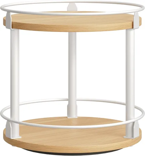 Miniatura 21 de YATINEY Lazy Susan SR22BR - Organizador giratorio para especias, organizador de platos giratorios de 2 niveles, soporte industrial para especias