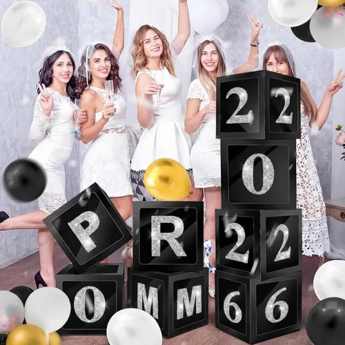 Miniatura 7 de Sinmoe 8 piezas de decoraciones de graduación para fiesta 2026, columna de graduación de 12 pulgadas, juego de cajas de globos brillantes de cloruro