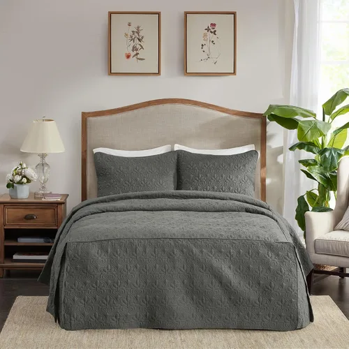 Cubrecama ajustable Madison Park de diseño clásico tradicional para todas las estaciones, ligero; juego de ropa de cama, fundas a juego, King (79 x