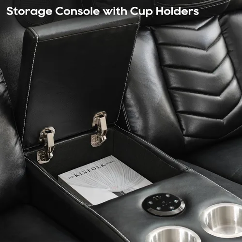 Miniatura 5 de Sofá reclinable manual con altavoces de graves para sala de estar, sofá biplaza reclinable eléctrico de cuero con luces LED, reclinables dobles, 2