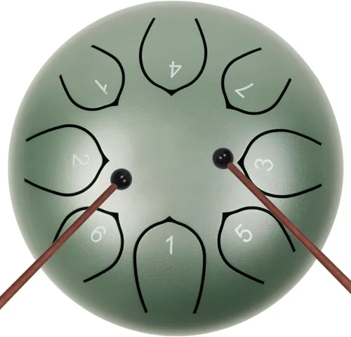 Tambor de lengua de acero de 8 notas, 15 cm/6", tambor de acero con bolsa para tambor, libro de música, mazas para tambor, soporte para mazas y Verde