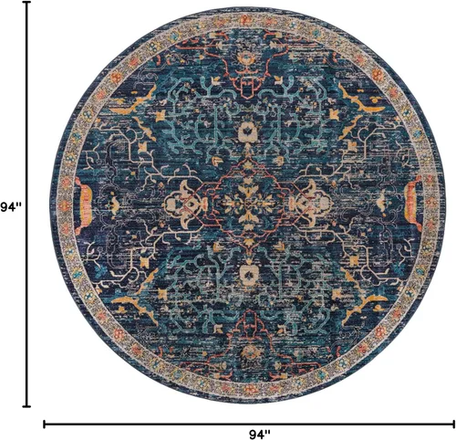 Miniatura 2 de Unique Loom Lola Collection - Alfombra vivacious (7 pies 10 pulgadas, redonda, azul marino/azul claro)