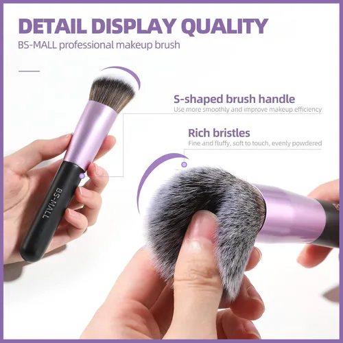 Miniatura 5 de BS-MALL Pinceles de maquillaje de alta calidad, base sintética, correctores de polvo, sombras de ojos, 18 piezas, juego de brochas con 4 esponjas