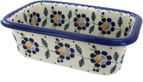 Miniatura 3 de Blue Rose Polish Pottery – Panadero de pan azul violeta – 10 x 6.25 pulgadas – Plato de cerámica para hornear y servir panes