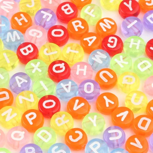 Miniatura 19 de 1200 cuentas de letras negras para pulseras, cuentas redondas de acrílico negro y dorado del alfabeto de 0.157 x 0.276 in para fabricación de joyas