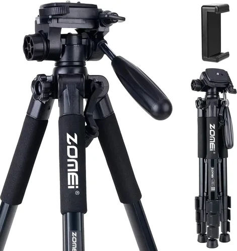 Trípode para cámara de 55 pulgadas Q111 con soporte para teléfono, trípode para celular portátil y ligero para Canon Nikon Sony DSLR, proyector,