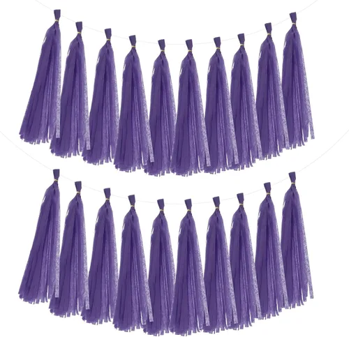 Miniatura 17 de MECCANIXITY 20 guirnaldas de papel de seda con borlas para decoración de fiestas, día de San Valentín, cumpleaños para mujeres con cuerda y alambre