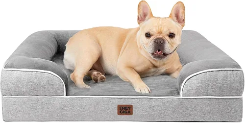 Miniatura 52 de EHEYCIGA - Cama ortopédica para perro grande, impermeable, de espuma viscoelástica y espuma tipo caja de huevos, bordes elevados, antideslizante