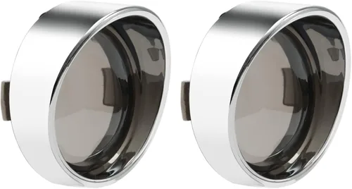 Miniatura 8 de PBYMT Cubierta de lente de señal de giro ahumado, biseles cromados estilo visera de bala de 2 pulgadas, compatible con Harley Davidson Dyna Street