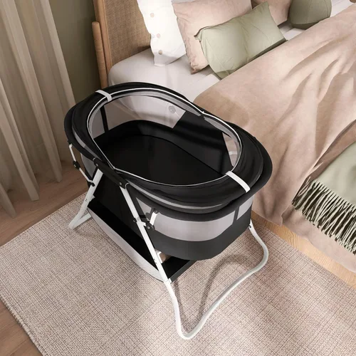 Miniatura 9 de Dream On Me Karley - Moisés portátil para bebé en color negro, ligero y portátil, fácil de plegar y transportar, con dosel doble ajustable