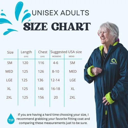 Miniatura 5 de AquaDash Parka de natación sostenibles, unisex, para adultos y jóvenes, extra larga, algodón natural, anteriormente grandes parkas de natación