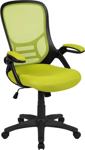 Miniatura 29 de Flash Furniture Porter - Silla de oficina giratoria ergonómica de malla negra con marco negro y brazos abatibles