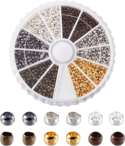 Miniatura 8 de Pandahall - 1368 cuentas de tubo de latón para engarzar, cuentas de extremo de 0.118 x 0.118 pulgadas, 6 colores separadores de tubo para hacer