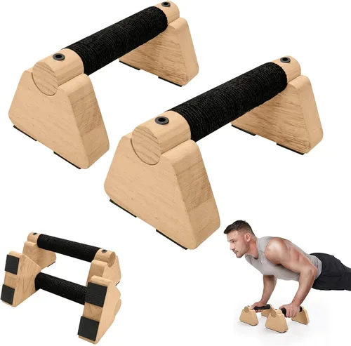 Barras de parallettes - Equipo de calistenia de madera para entrenamiento de mano, barras de empuje y barra de calistenia - Bloques de mano y asas