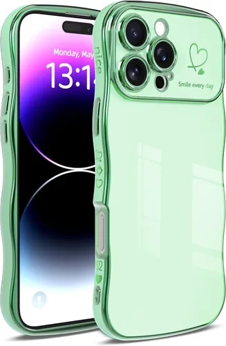 Miniatura 8 de IAIYOXI Funda para iPhone 11 para mujeres y niñas, bonito diseño ondulado con forma rizada, patrón de corazón, protección de cámara elevada, chapado