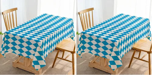 Miniatura 6 de Hafangry Mantel de Oktoberfest para decoración de fiesta temática del Oktoberfest alemán, mantel rectangular con bandera bávara azul