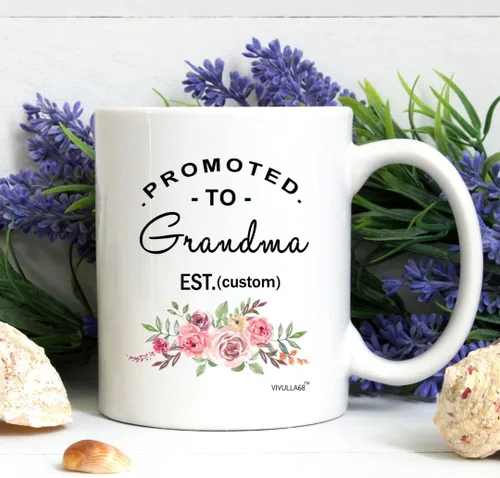 Miniatura 4 de Taza personalizada con texto en inglés "Promoted To Grandma Cup, Frist Time Grandma Cup, Grandma To Be", regalo para la nueva abuela, tazas de café