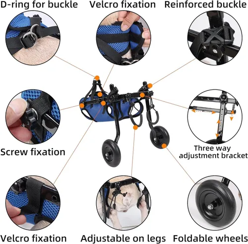 Miniatura 6 de Silla de ruedas ajustable para perros pequeños - Ayuda de movilidad para mascotas discapacitadas, Silla de ruedas para perros pequeños para patas