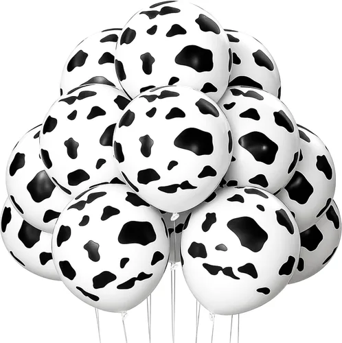 Miniatura 9 de Lovestown 100 globos con estampado de vaca, globos de látex de animales de granja de 12 pulgadas para fiesta de cumpleaños de granja, baby shower