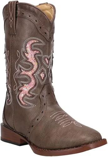 Miniatura 2 de ROPER Niños Niñas Lexi Rhinestone punta cuadrada Casual Botas Mid Calf - Marrón
