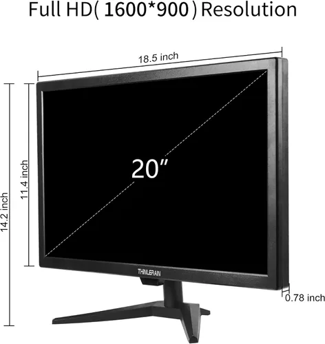 Miniatura 7 de Monitor de PC de 20 pulgadas 16:9 1600x900 Pantalla LED de pantalla LED, 5Ms, 60 Hz, montaje VESA, altavoz integrado, con VGA HDMI AV BNC USB