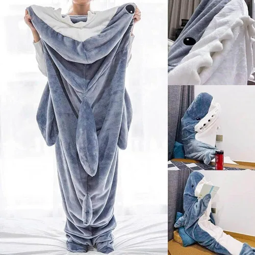 Miniatura 5 de Mameluco de tiburón, manta de tiburón con capucha para adultos, saco de dormir de tiburón para adulto (L)