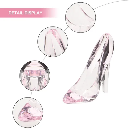 Miniatura 3 de ABOOFAN Zapatos de tacón alto de cristal, decoraciones de acrílico de princesa, zapatos de tacón alto, zapatillas transparentes, estatuilla, adornos