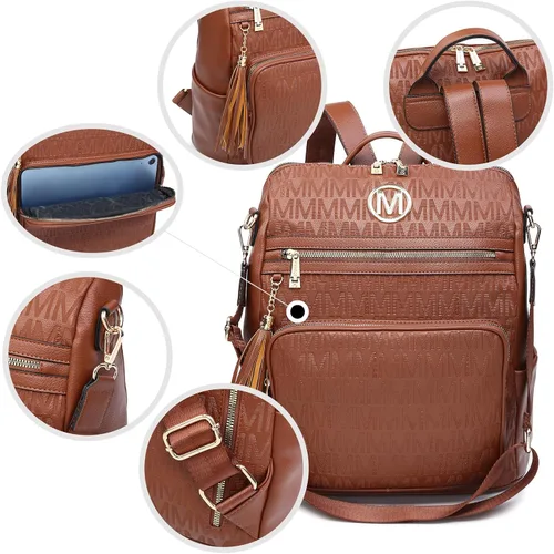 Miniatura 76 de MKP COLLECTION Mochila de moda para mujer, bolsa convertible grande para mujer, mochila de viaje, bolsa de hombro, juego de 2 piezas con borla, Beige