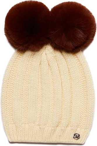 Miniatura 2 de Steve Madden Gorro de punto acanalado grueso con doble pompón para mujer