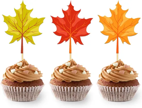 Miniatura 14 de 24 adornos de otoño para cupcakes para decoración del día de Acción de Gracias, lazo con purpurina para pasteles Thankful Blessed Grateful
